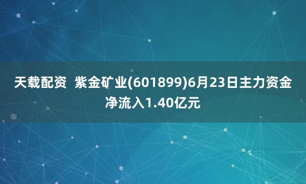 天载配资  紫金矿业(601899)6月23日主力资金净流入1.40亿元