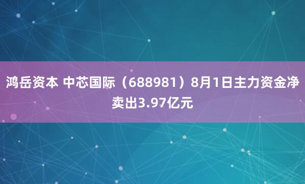 鸿岳资本 中芯国际（688981）8月1日主力资金净卖出3.97亿元