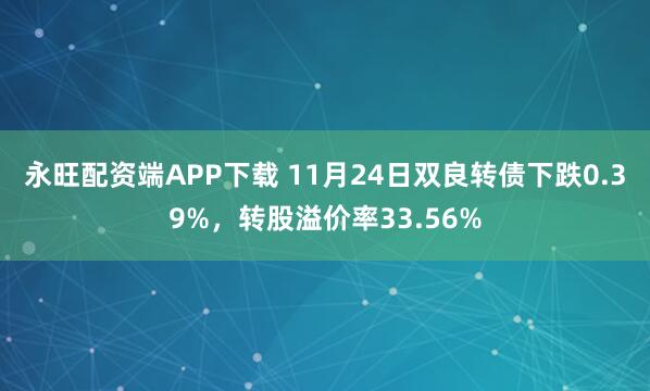 永旺配资端APP下载 11月24日双良转债下跌0.39%，转股溢价率33.56%