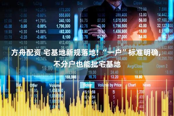 方舟配资 宅基地新规落地! “一户”标准明确, 不分户也能批宅基地